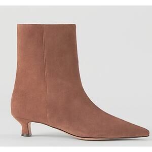 ANN TAYLOR Penny Brown Suede Pointed Toe Kitten Heel Booties Size 10
